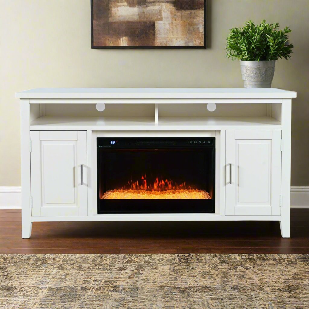 Urban White 60" Electric Fireplace & Media Console