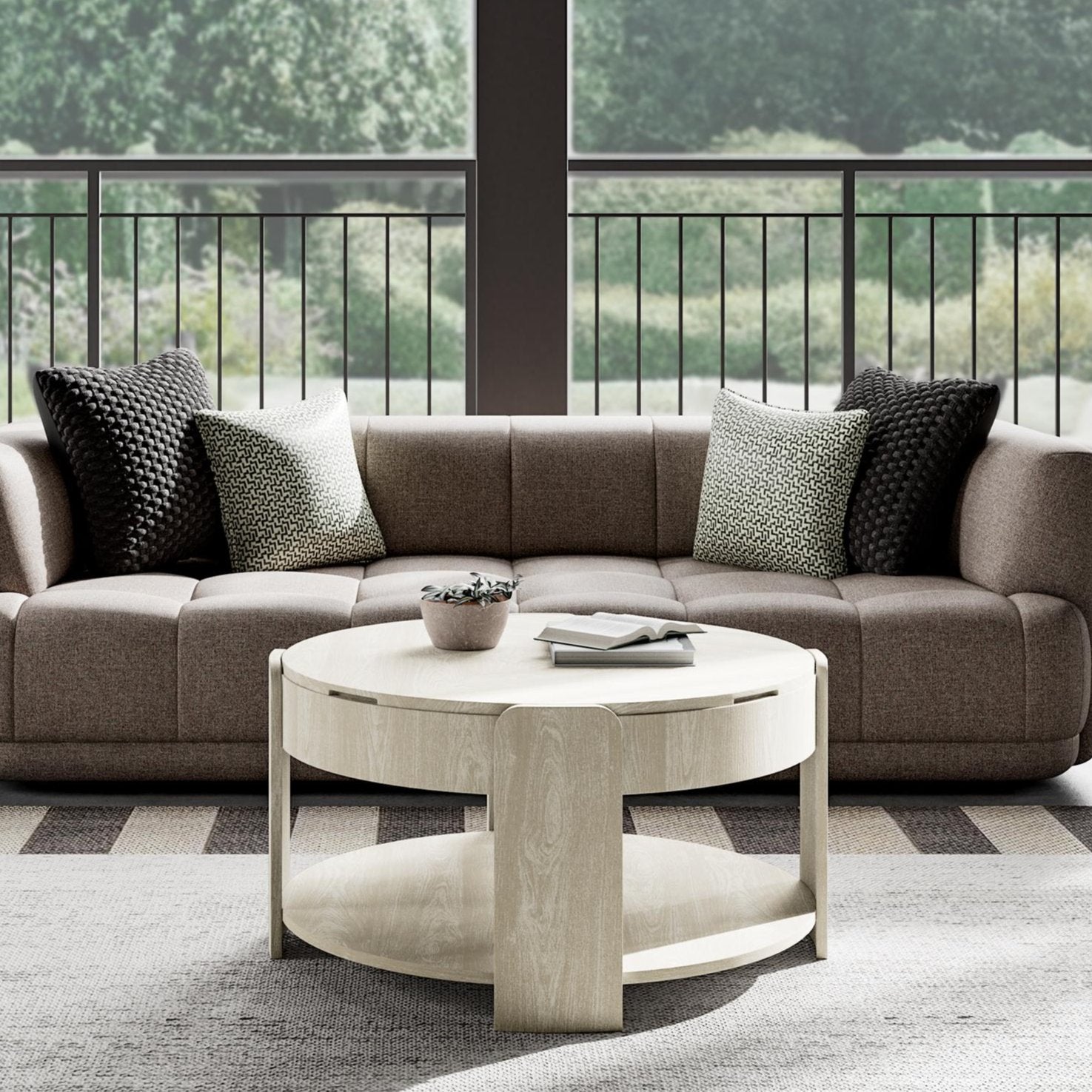 Sandstone Round Coffee Table 24 or 35 with Lift Top peter andrews
