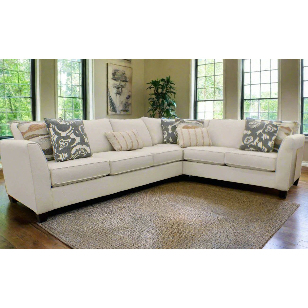 Slice Stone Salt Sectional with Performance Fabric