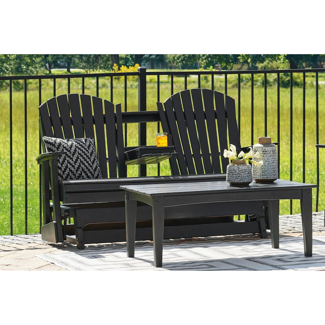 Poly Black 2-Piece Outdoor Swivel Glider Seating Set