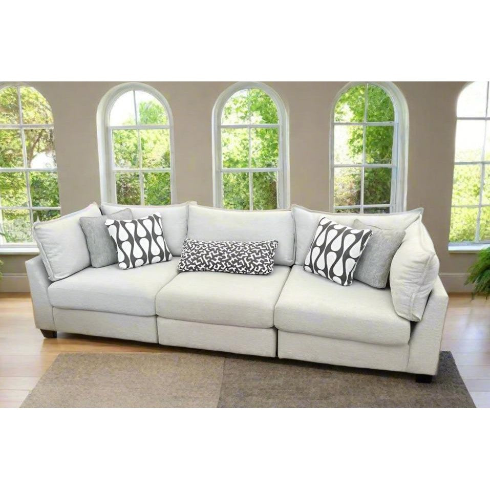 Flange 3-Pc Modular Sofa Oversized in Pewter or Natural 125"