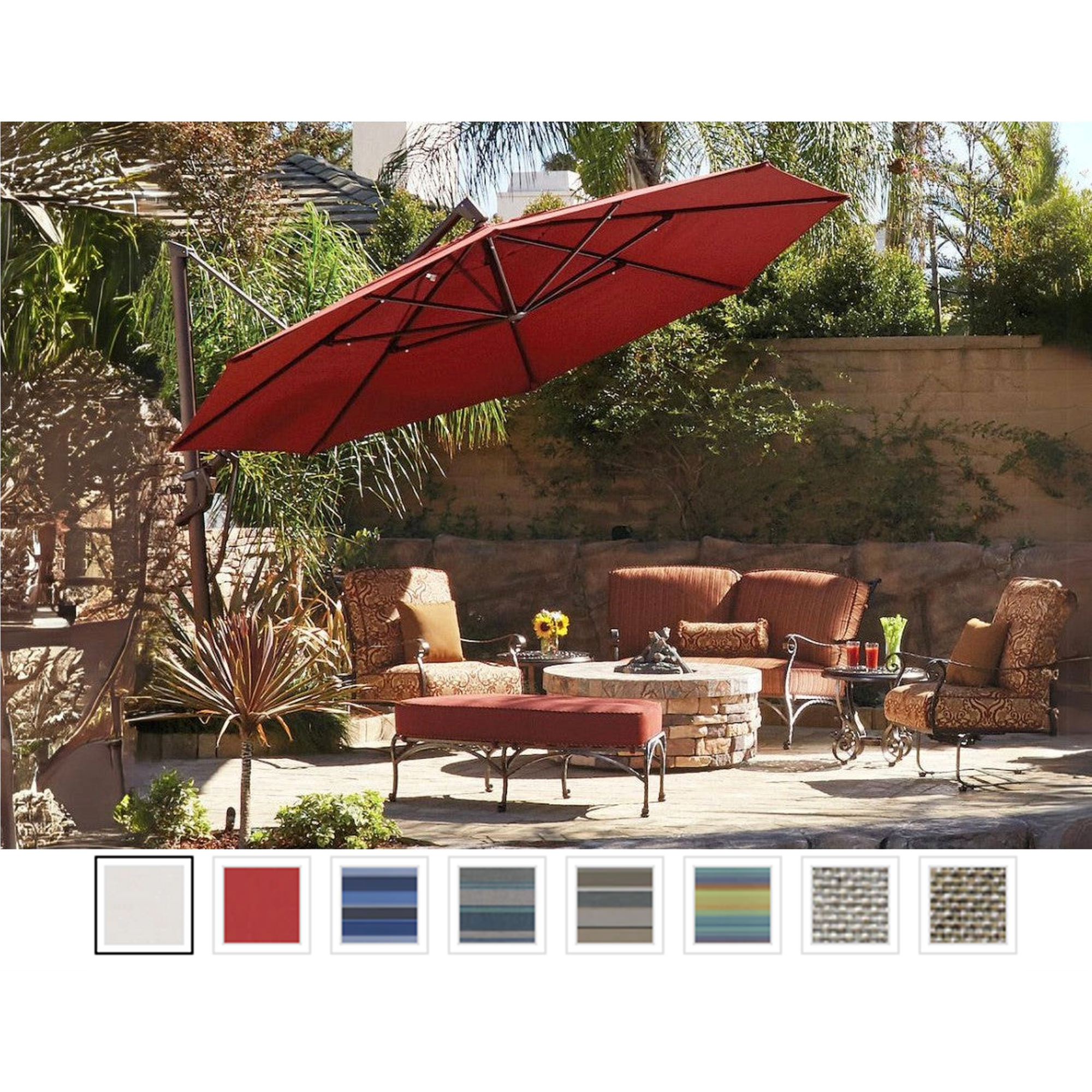 Treasure Garden 13 ft Outdoor Patio Umbrella with Lux Lighting, Octagonal Cantilever with Fixed Base or Rolling  Base*