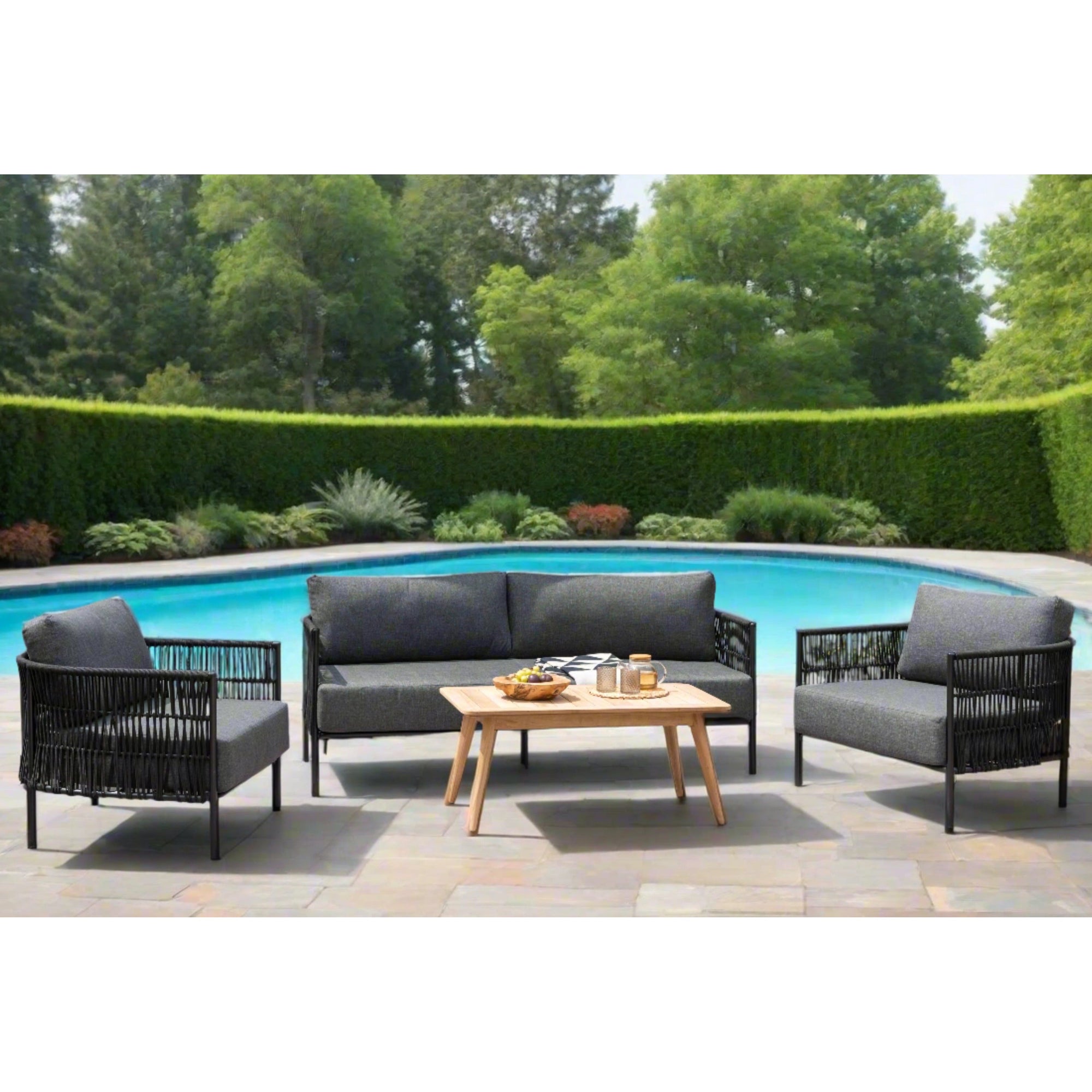 Black Rope 3pc Outdoor Seating Set - New for 2024