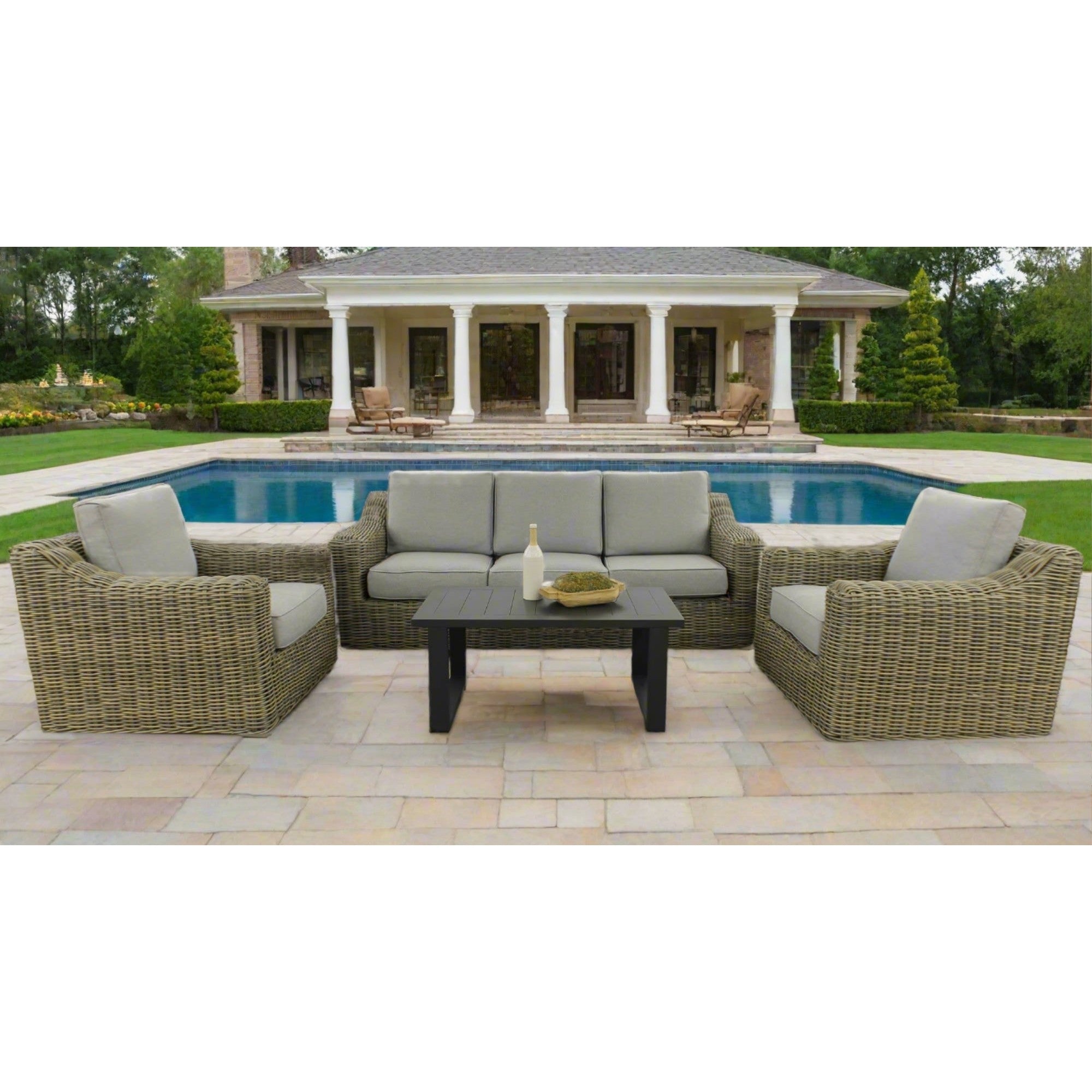 Carmel Natural 3pc Outdoor Seating Set LUX Heavy Weave- New for 2024