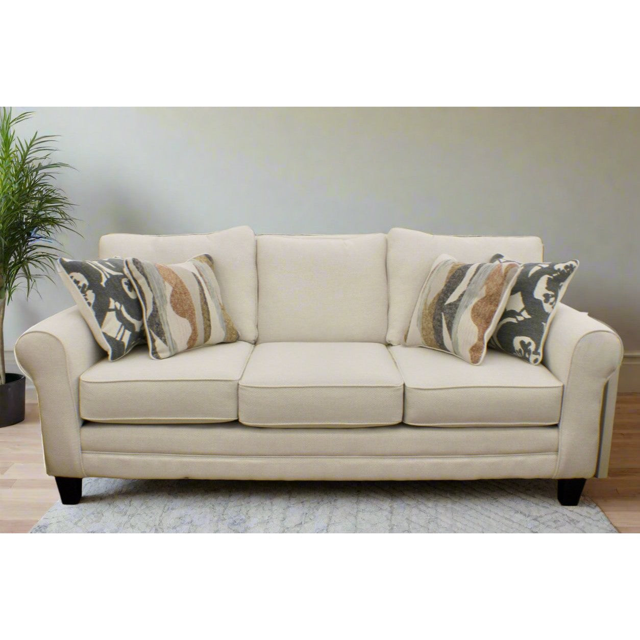 Rolled Arm Salt Performance Fabric 88" Sofa