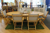 Harbour Teak Outdoor Dining Set (Teak Extendable Oval Table 71-95&quot; with 6 Teak Folding Yacht Armchairs)