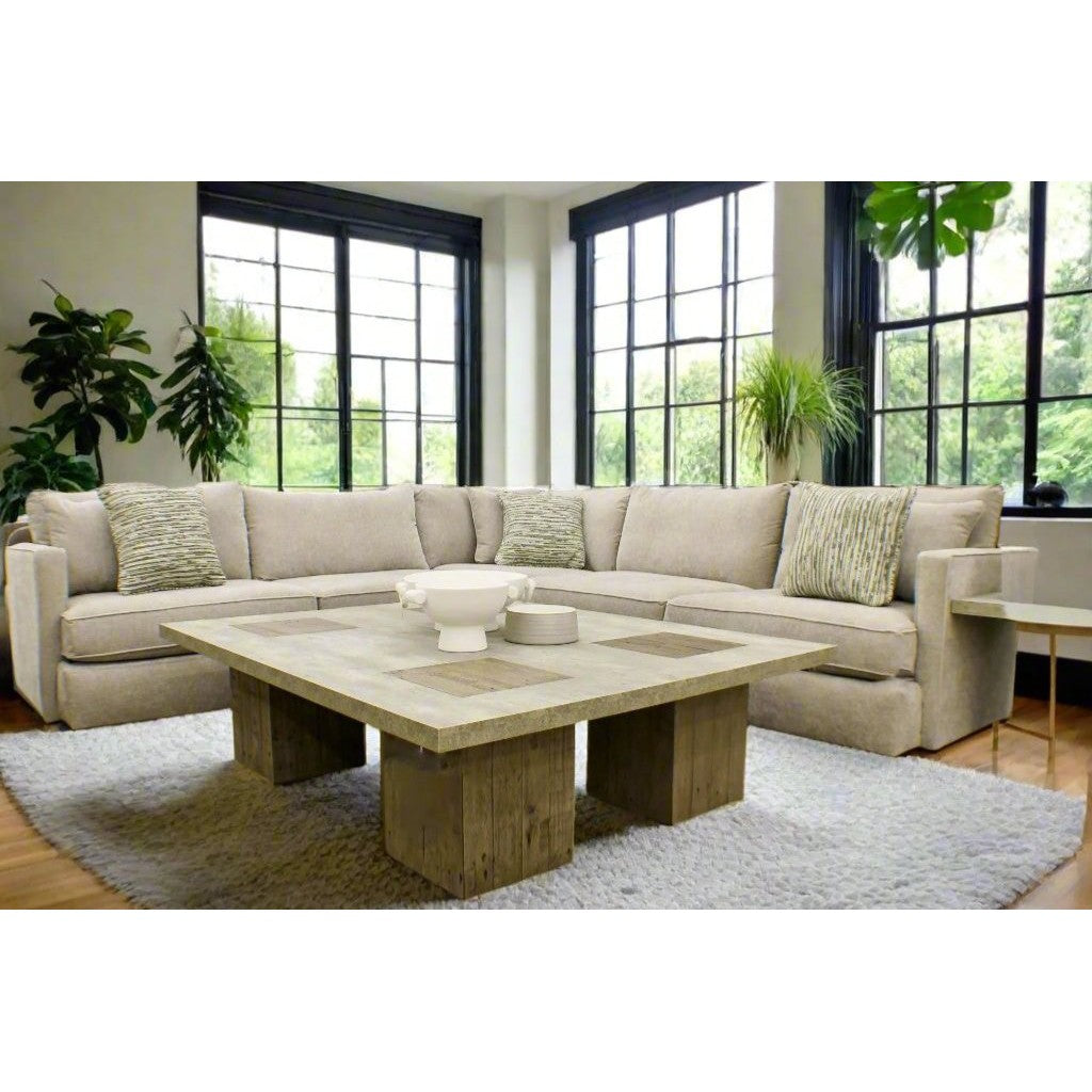 Pop Collection - Customizable 3-Pc Sectional Sofa (as shown in Pop Silver - 10 colors available)