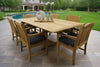 Bali Teak 7pc Outdoor Dining Set (Teak Rectangular Extendable Table 70-94&quot; with 6 Teak Tista Armchairs +FREE Cushions)