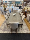 Caleb 7pc Dining Set (94&quot; Reclaimed Pine Table +6 Upholstered Chairs)