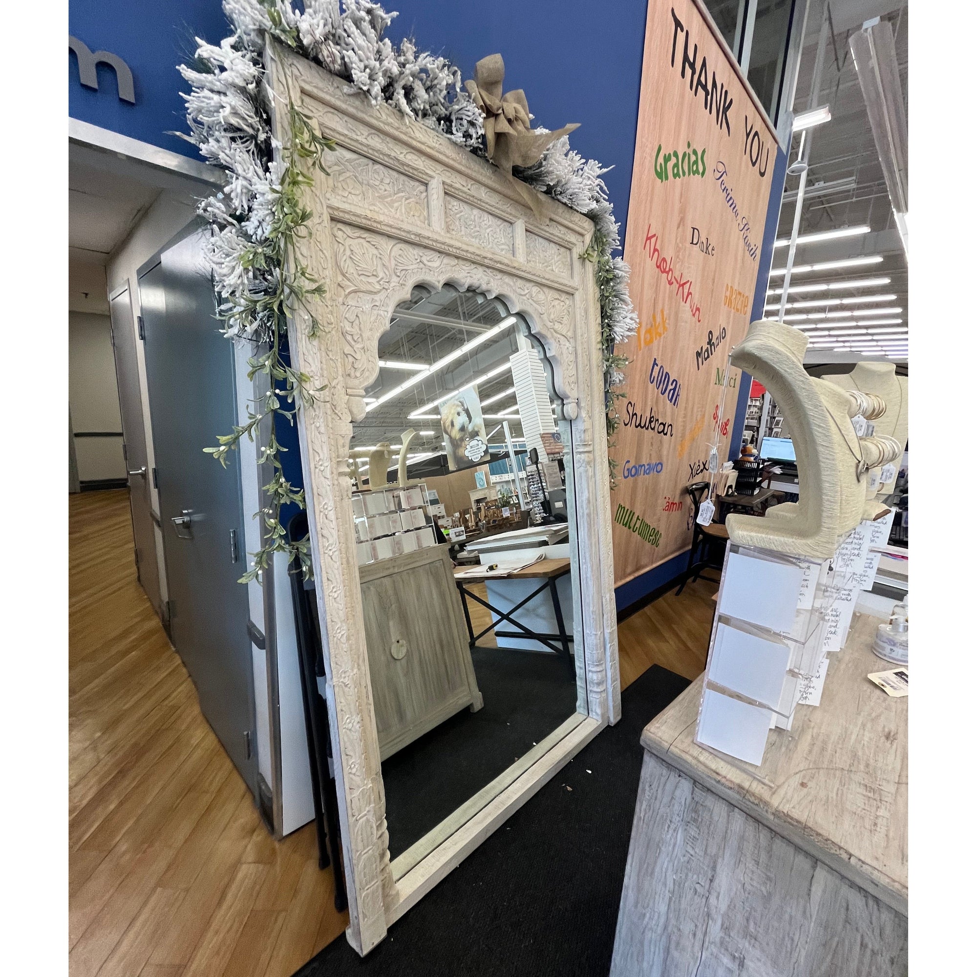 Alta - 96" Arch Mirror - Antique White