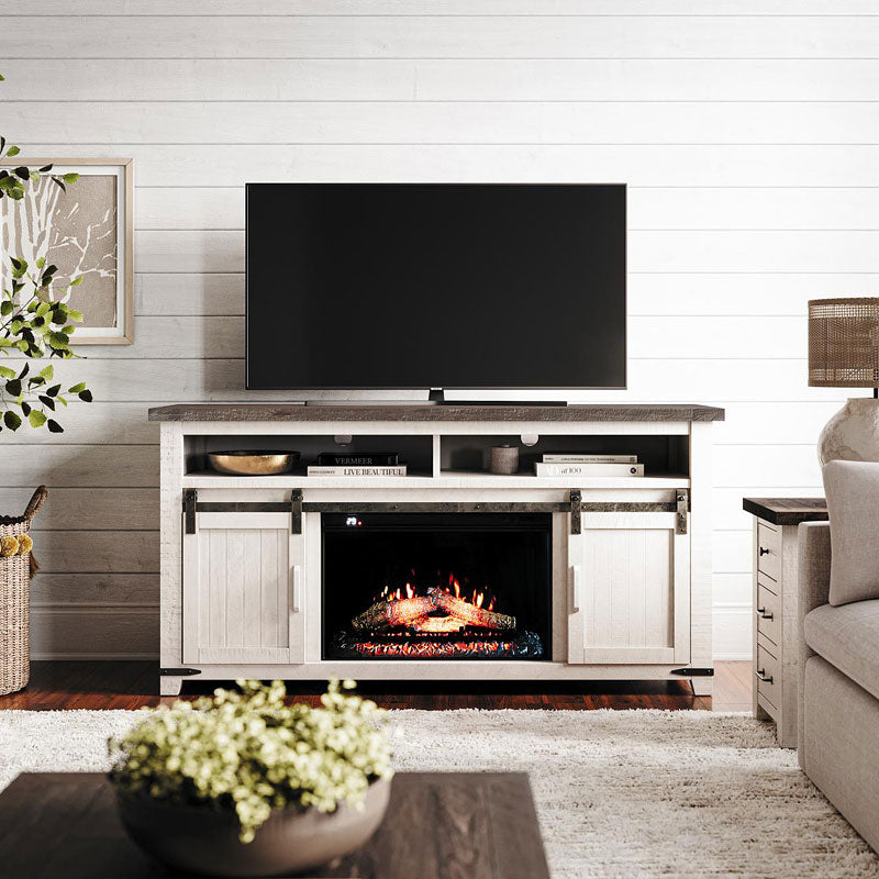 White console with fireplace online