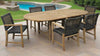 Harbour Teak Outdoor Dining Set (Teak Extendable Oval Table 71-95&quot; with 6 Sanur Woven Armchairs)