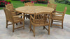 Komodo Teak 7pc Outdoor Dining Set (Teak 70&quot; Round Table w Built-in Lazy Susan with 6 Teak Tista Armchairs +FREE Cushions)