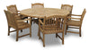 Komodo Teak 7pc Outdoor Dining Set (Teak 70&quot; Round Table w Built-in Lazy Susan with 6 Teak Tista Armchairs +FREE Cushions)