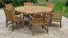 Komodo Teak 7pc Outdoor Dining Set (Teak 70&quot; Round Table w Built-in Lazy Susan with 6 Teak Tista Armchairs +FREE Cushions)