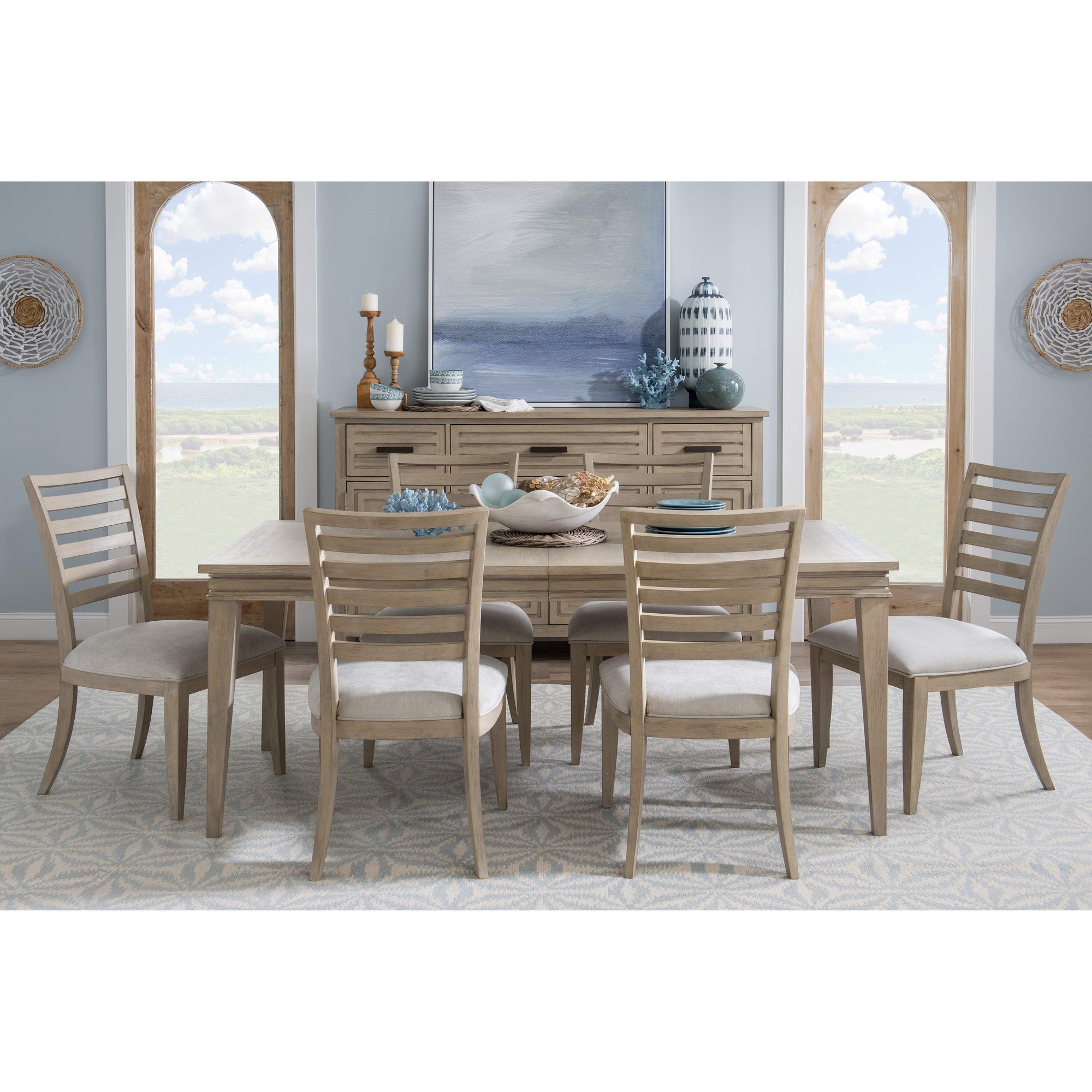 Coastal Sand Dining Set 7-Pc Extendable (74-92")