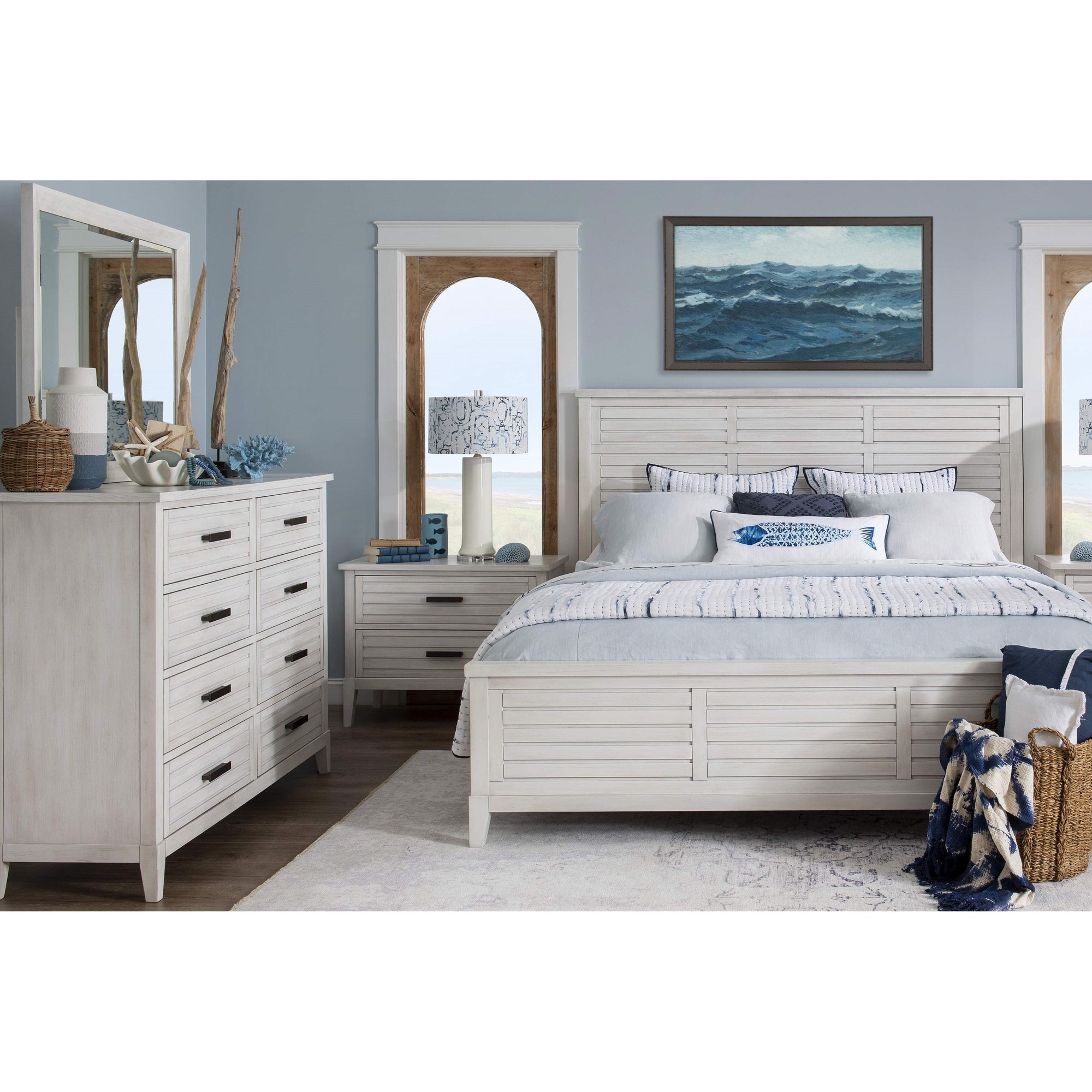 Coastal White 3-Piece Queen Bedroom Set