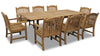 Bali Teak 7pc Outdoor Dining Set (Teak Rectangular Extendable Table 70-94&quot; with 6 Teak Tista Armchairs +FREE Cushions)