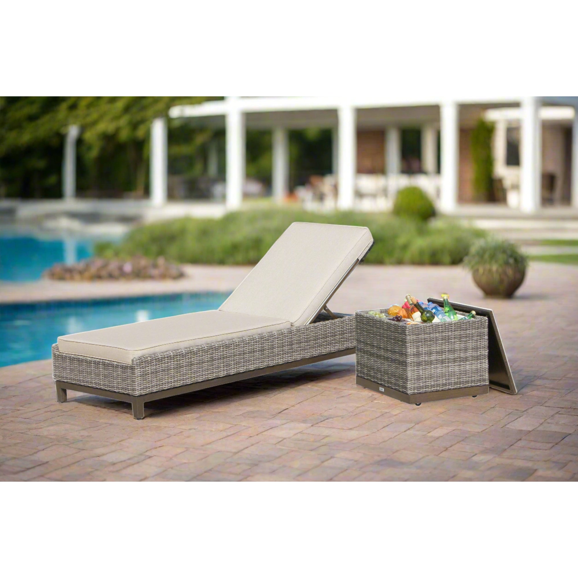 Naples 84" Outdoor Sling Pool Chaise with Cushion