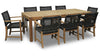 Rinjani Teak 9pc Outdoor Dining Set (Teak 94&quot; Rectangular Table with 8 Sanur Woven Armchairs)