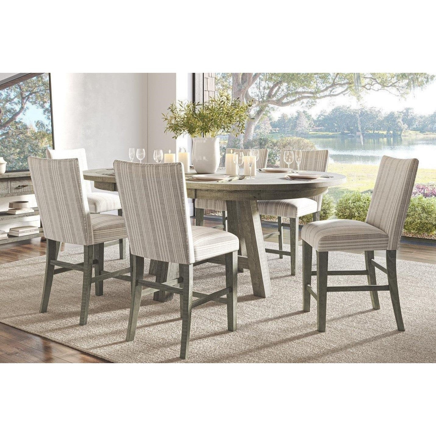 Saratoga 5-Pc Dining Set (Extendable Counter Height Table (54"-78") + 4 Chairs)