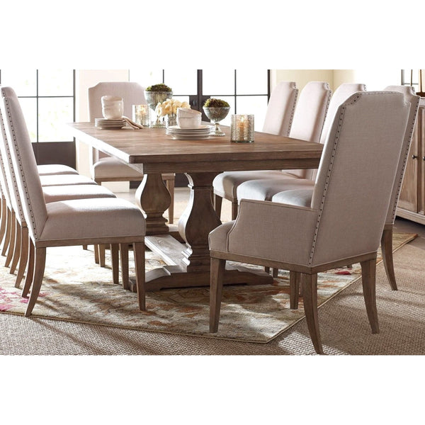 Amalfi Extendable Trestle Dining Table in Sun Bleached Cypress peter andrews