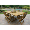 Bali Teak 7pc Outdoor Dining Set (Teak Rectangular Extendable Table 70-94&quot; with 6 Teak Folding Yacht Amrchairs)