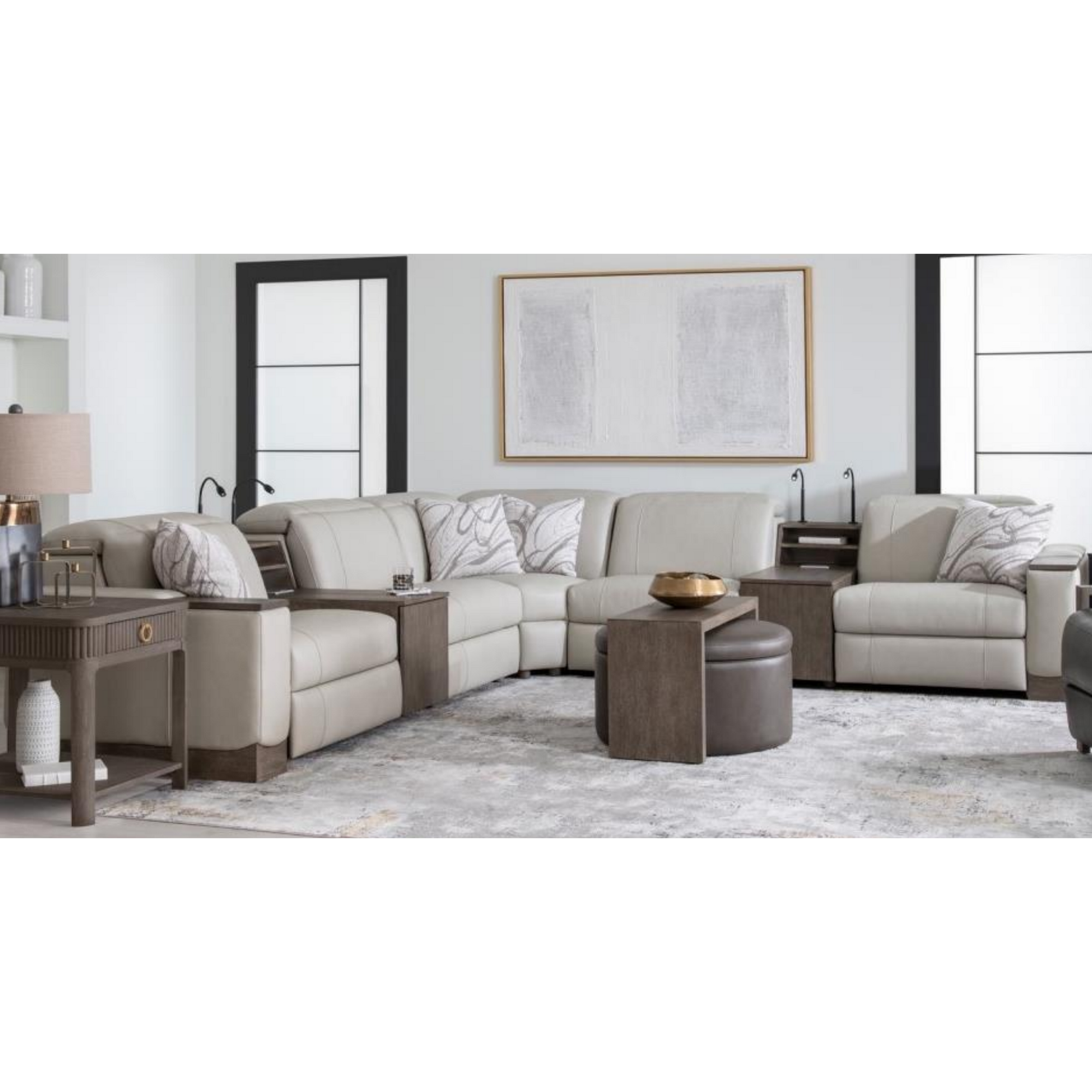 Ravello Sectional in Silver Leather 7-Pc Motion Set