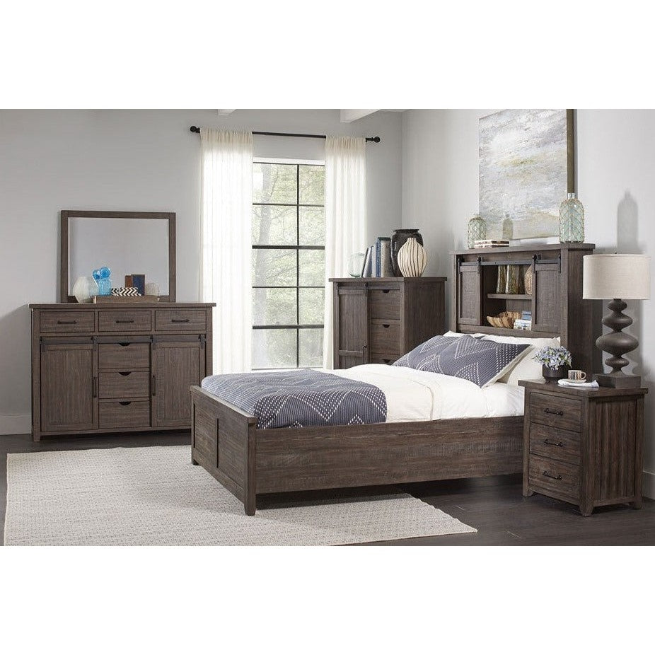 Loft 3-Pc Queen Bedroom Set (Queen Bed, Dresser or Chest, Nightstand) in Barnwood Finish