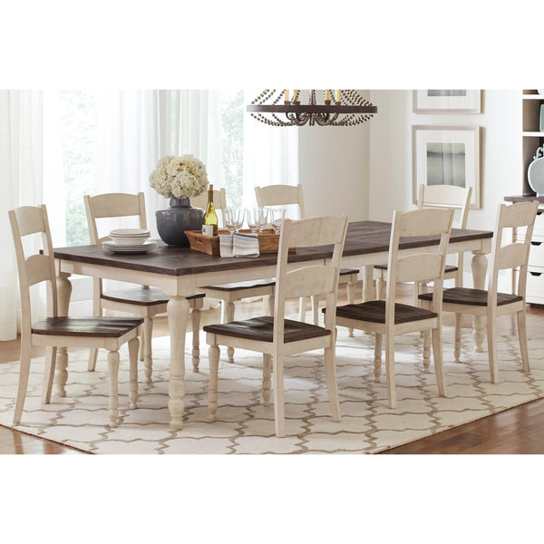 Loft 7 Pc Extendable Dining Set 84 106 in Vintage White peter andrews