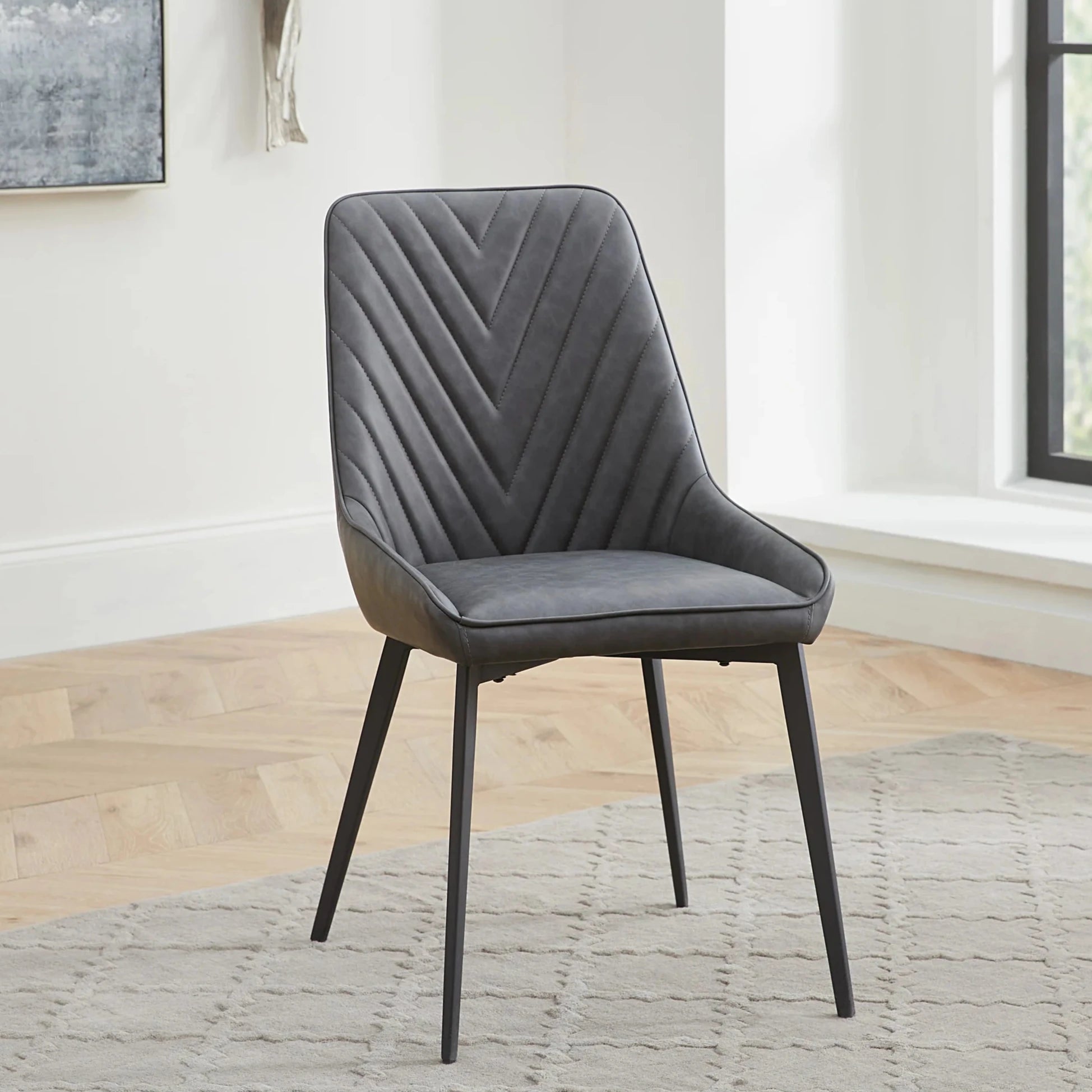 Bellport Ash Grey Vegan Leather Dining Side Chair