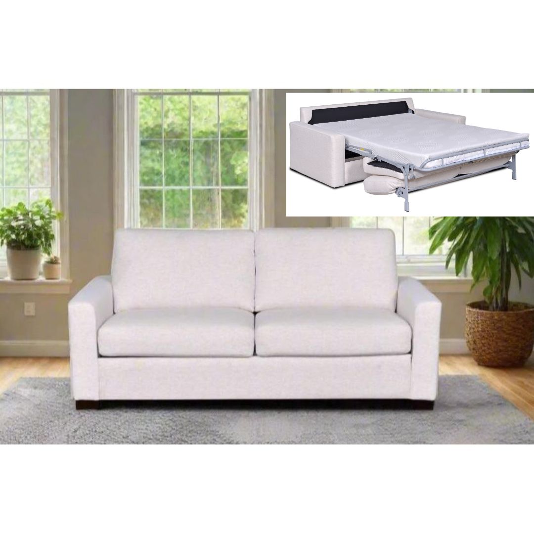 Sleeper Sofa in Nomad Snow 79" Queen Easy Open Pop-Up With Cool Memory Foam Mattress