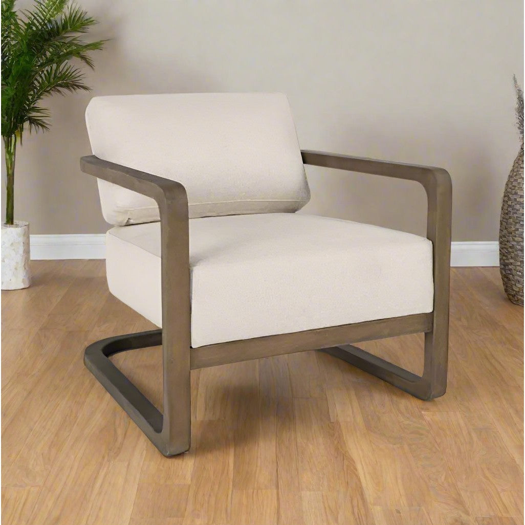 Plush Accent Chair in Curved Wood Pierce