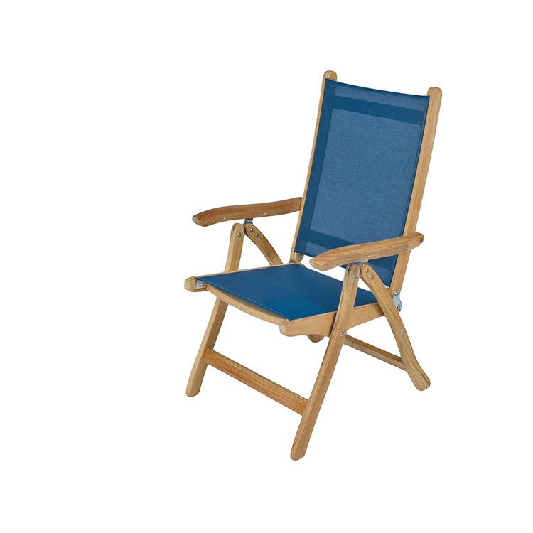 Key Largo Teak Armchair 5-Position Reclining in Navy