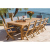 Katana Teak 7pc Outdoor Dining Set (Teak 86&quot; Rectangular Table with 6 Teak Folding Yacht Armchairs)