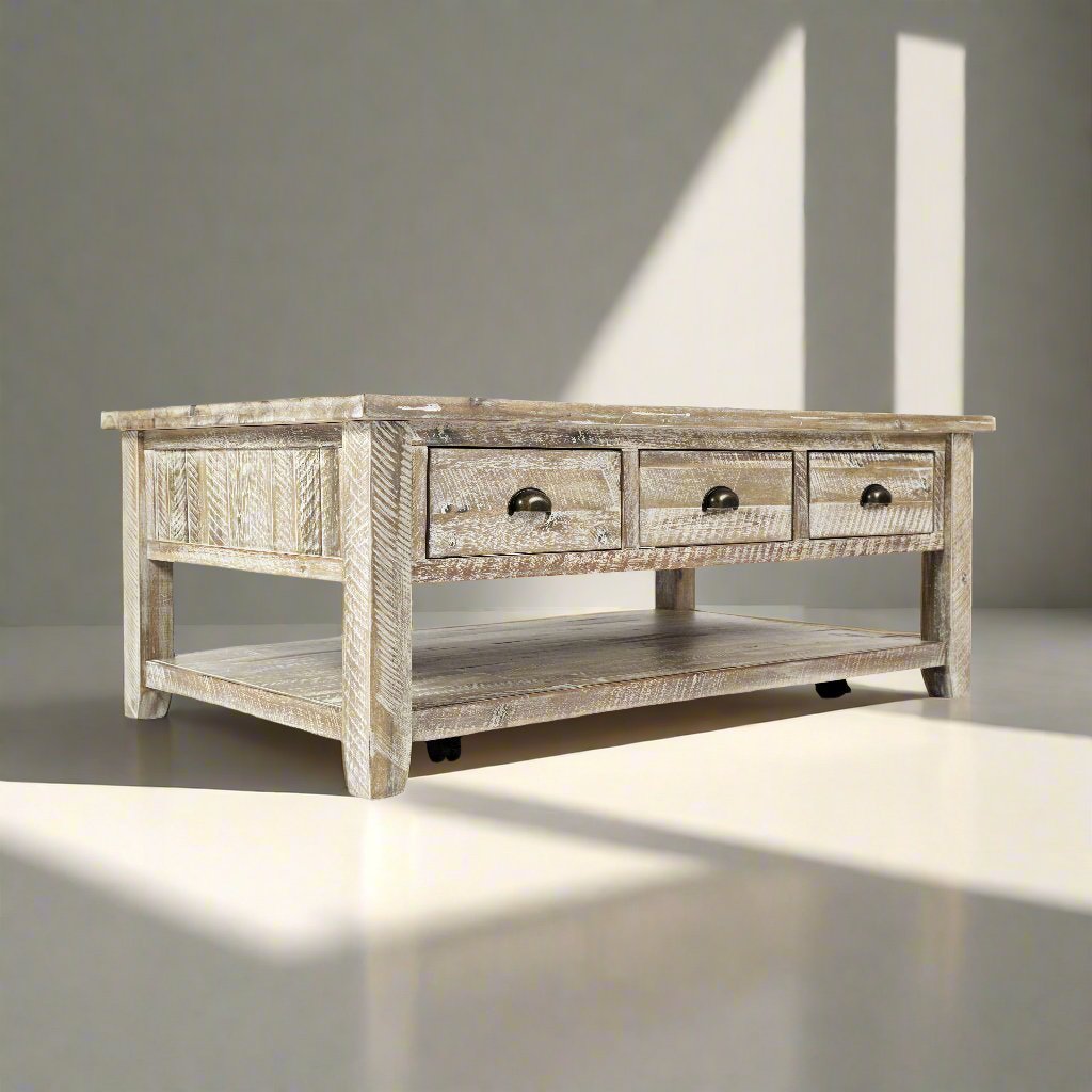 Artisan's Whitewashed Cocktail Table